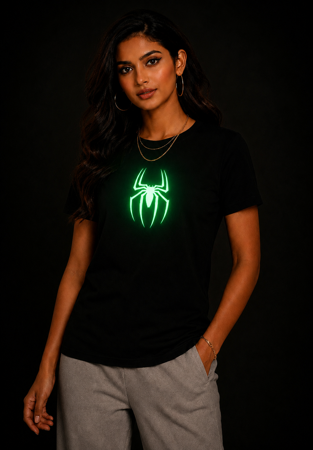 SPIDER LOGO WITH GLOW IN THE DARK Tee SKU-VN02M