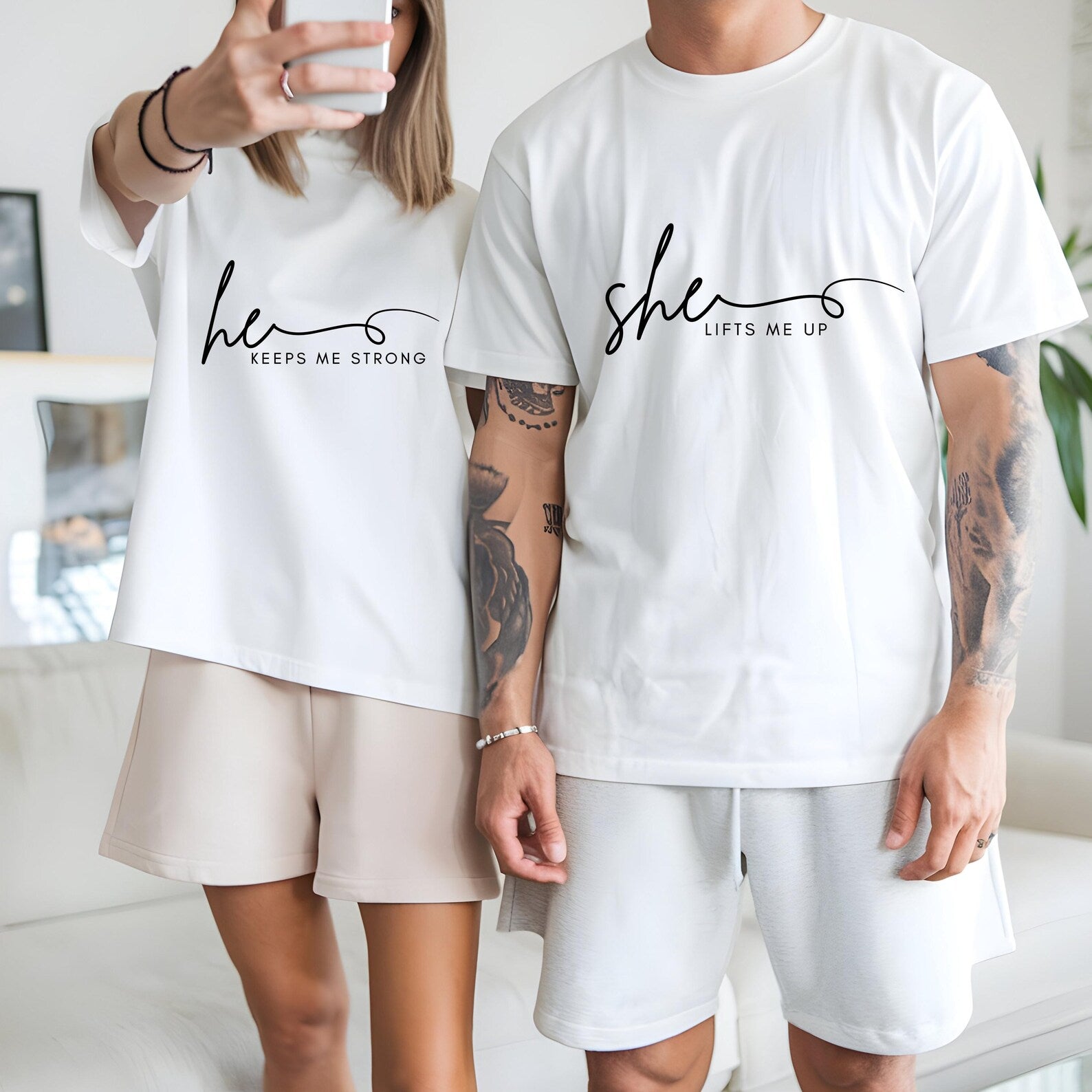 SHE/HE LIFTS ME UP COUPLE Tee SKU-CP6