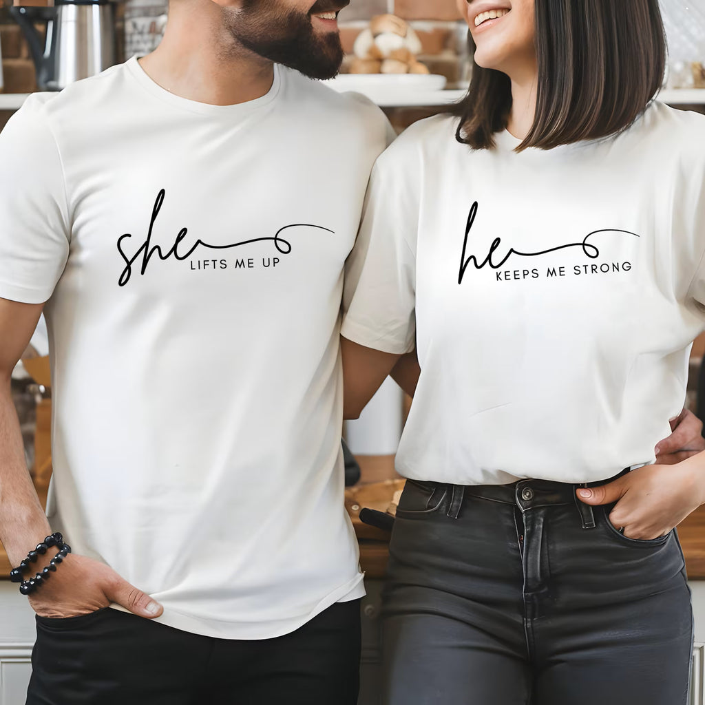 SHE/HE LIFTS ME UP COUPLE Tee SKU-CP6